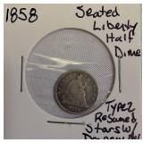 1858 Seated Liberty Half Dime