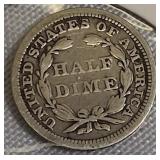 1858 Seated Liberty Half Dime