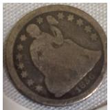 1856 Seated Liberty Dime, Type 2: Resumed Stars and Drapery.