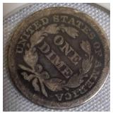 1856 Seated Liberty Dime, Type 2: Resumed Stars and Drapery.