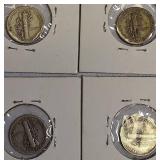 Mercury Dimes from 1939 and 1940, as well as from 1942 and 1943.