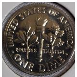 Roosevelt Clad Dime Proofs from the S Mint: 1969, 1970, 1972, and 1973.