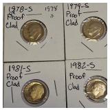 The following years featured S-minted Roosevelt clad dime proofs: 1978, 1979, 1981, and 1982.