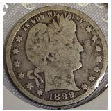 Barber Quarters from 1899 and 1901, G-4 grade; Silver