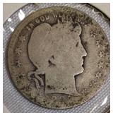 Barber Quarters from 1899 and 1901, G-4 grade; Silver