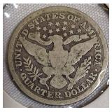 Barber Quarters from 1899 and 1901, G-4 grade; Silver