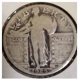 1925 and 1926 Standing Liberty Quarters in Very Good condition (VG-8).
