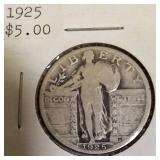 1925 and 1926 Standing Liberty Quarters in Very Good condition (VG-8).