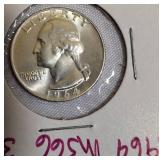 1964-D MS66 Toned Roll End and a 1964 MS66 Silver Washington Quarter