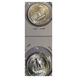 1964-D MS60 and 1964-D MS63 Silver Washington Quarters.