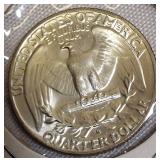 1964-D MS60 and 1964-D MS63 Silver Washington Quarters.