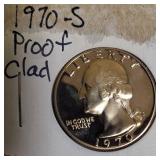 1962, 1968, 1970 - S Mint Clad Washington Proof Quarters and a 1971 Clad Washington Proof Quarter
