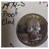 1972 Clad Washington Proof Quarters and 1973, 1974, 1977-S Clad Washington Proof Quarters.