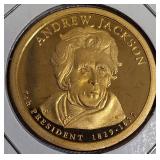 Four 2008 - S Clad Dollar Coins  featuring Jackson ,Martin Van Buren, John Quincy Adams & James Monroe