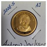 Four 2008 - S Clad Dollar Coins  featuring Jackson ,Martin Van Buren, John Quincy Adams & James Monroe