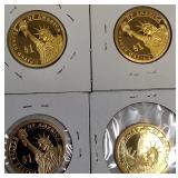 Four 2008 - S Clad Dollar Coins  featuring Jackson ,Martin Van Buren, John Quincy Adams & James Monroe