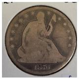 1876 T2 Rev. Seated Liberty Half Dollar