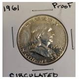 1961 Franklin Proof Half Dollar - Circulated Condition