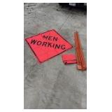 (2) Men Working Roll-up signs with tripod stands