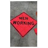 (2) Men Working Roll-up signs with tripod stands