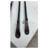 (2) Tire Spoons - tire irons; (1) Small sledge hammer