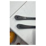 (2) Tire Spoons - tire irons; (1) Small sledge hammer