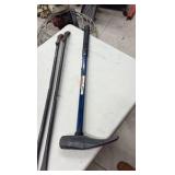 (2) Tire Spoons - tire irons; (1) Small sledge hammer