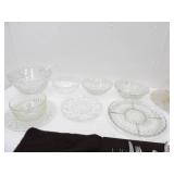 Crystal Punch Bowls, Serving Bowls, Platters, and Silverware Set