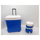 Igloo 60-Quart Cube Roller Cooler Set. Includes 2 Gallon Water Cooler & 1/2 Gallon water cooler. Blue
