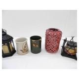 Decor Lot: lanterns, pottery vase, ceramic and more