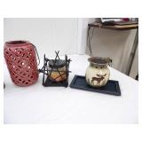 Decor Lot: lanterns, pottery vase, ceramic and more