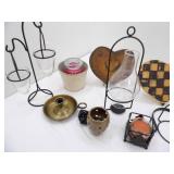 Decor Lot: Birdhouse, Candles, Clock, metal decor and more