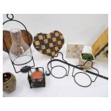 Decor Lot: Birdhouse, Candles, Clock, metal decor and more