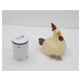 Chicken Statue/Figurine & Ceramic Candle Holder with Lid (NEW)