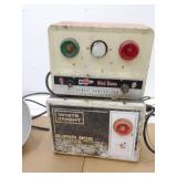 Heat Lamp, Vintage Electric Fence Boxes, Vintage Pump Sprayer