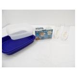 Tupperware Food Storage Pan & Lid; Butter Warmers, Mr. & Mrs. Glass Tumblers