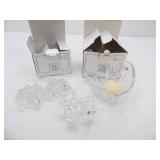 Crystal Starlight Mini-Candleholders, set of 3; Crystal Heart Votive