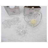 Crystal Starlight Mini-Candleholders, set of 3; Crystal Heart Votive