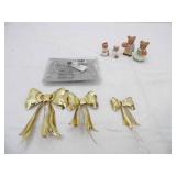 Home Interior Metal Bows, Vintage Homco Bear Figurines, Candle Jar Accessories