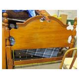 Matching Queen Size Headboard and Tri-Folding Mirror. Country French Style. Lot includes the metal bed frame for headboard