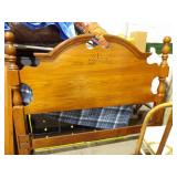 Matching Queen Size Headboard and Tri-Folding Mirror. Country French Style. Lot includes the metal bed frame for headboard