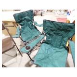 2 Brown Folding Chairs & 3 Camp Chairs