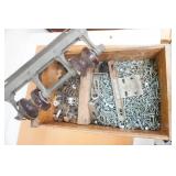 Vintage Wooden Bucket with hardware. Nails, telephone insulators