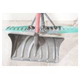 Wooden  4 step ladder, 2 snow shovels