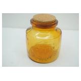 Vintage Amber 2qt Glass Jar with cork lid