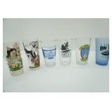 Glass Beer Glasses & 2 Vintage Loony Toons Tumblers