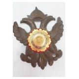 Vintage Spain Toledo Eagle Carved Wood Double Eagle Crest Wall Plaque.