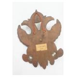 Vintage Spain Toledo Eagle Carved Wood Double Eagle Crest Wall Plaque.