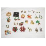 Jewelry Lot: Christmas Brooches & Earrings