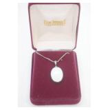 Jewelry Lot: Large Oval Opal 925 Pendant Necklace